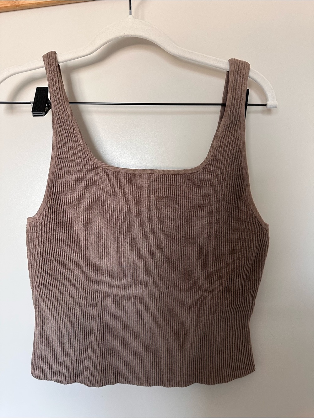 Aritzia Babaton Sculpt Ribbed Square-Neck Tank Top - Brown